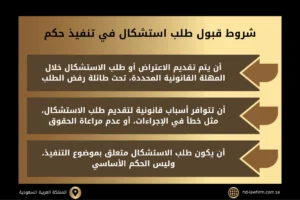 استشكال في تنفيذ حكم مدني في السعودية 2 شروط قبول طلب استشكال في تنفيذ حكم