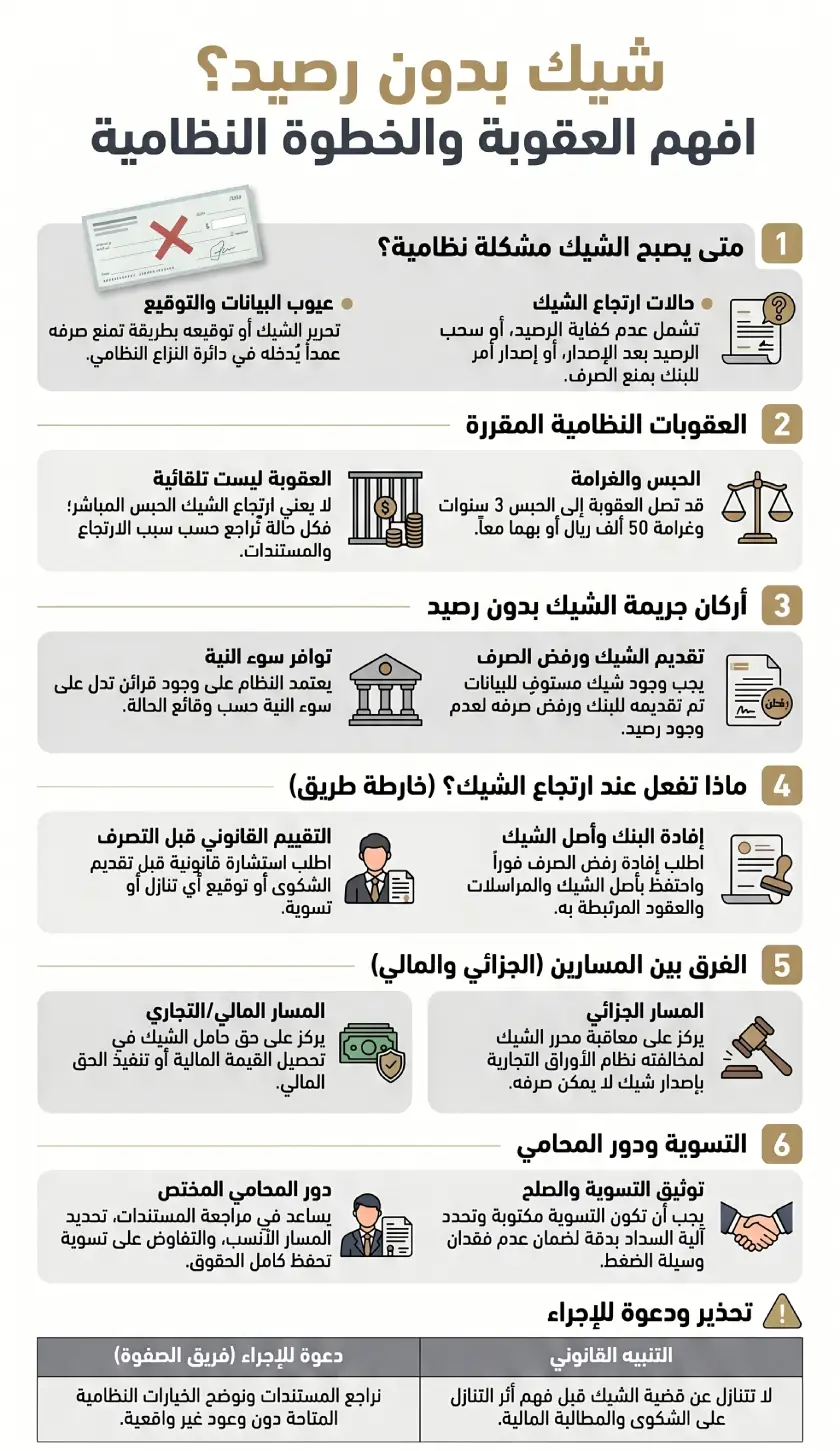 عقوبة الشيك بدون رصيد في السعودية وإجراءات المطالبة بالقيمة 3 شيك بدون رصيد في السعودية_ العقوبات وكيفية المطالبة بحقك