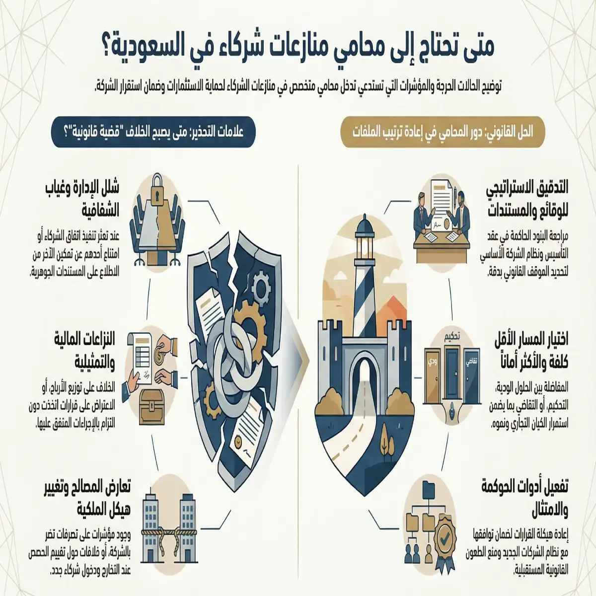 محامي منازعات شركاء واندماج شركات: حلول قانونية في السعودية 3 دليل محامي منازعات الشركاء بالسعودية