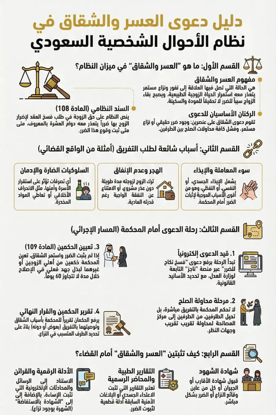 محامي طلاق عسر وشقاق: متى يحق للزوجة طلبه في النظام السعودي؟ 1 محامي طلاق عسر وشقاق