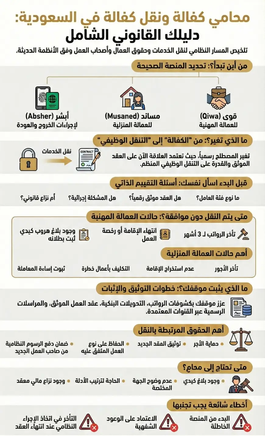 محامي كفالة ونقل كفالة في السعودية