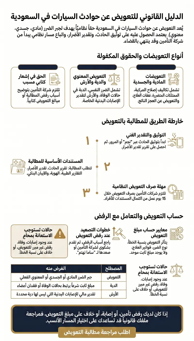 دليل التعويض عن حوادث السيارات في السعودية