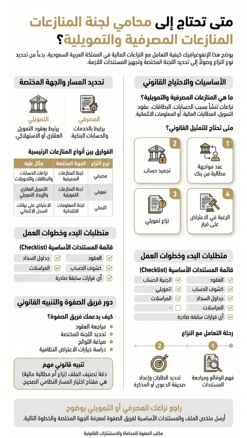 محامي لجان المنازعات والمخالفات المصرفية والتمويلية في السعودية