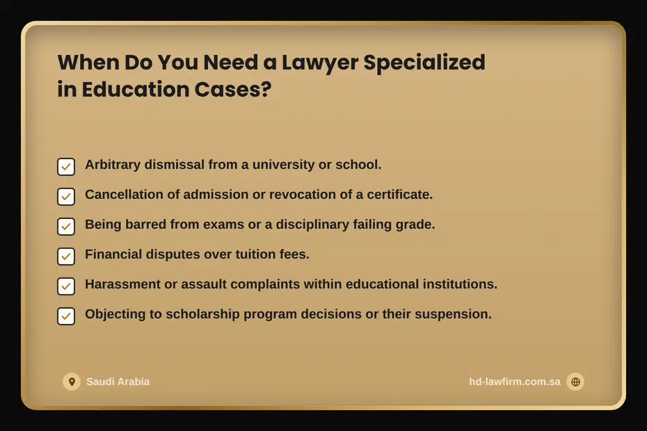 Education Cases Lawyer 1 Lawyer specialized in education cases in Saudi Arabia