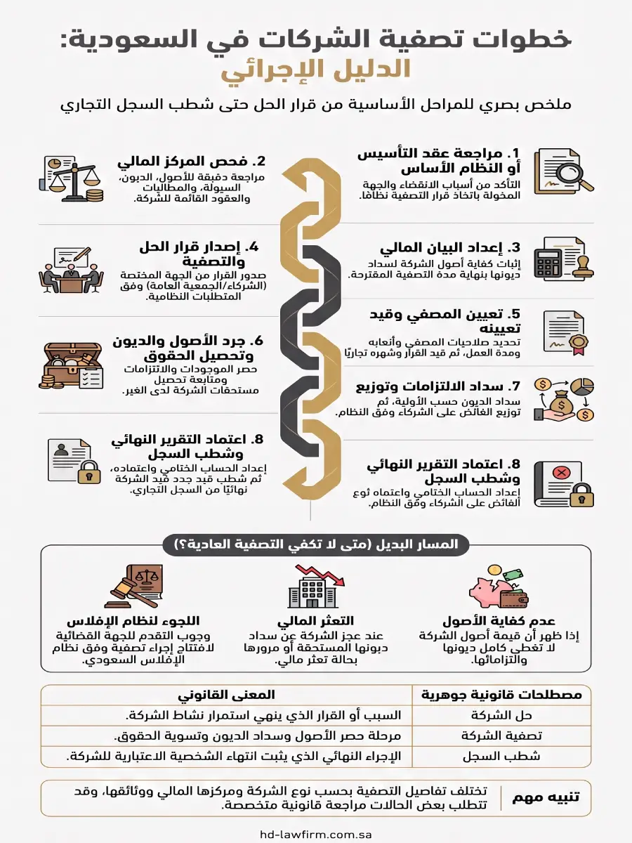 خطوات تصفية الشركات في السعودية من قرار الحل إلى شطب السجل التجاري