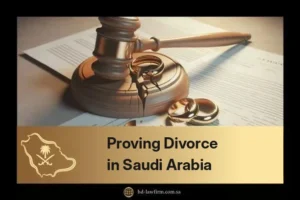 Proving divorce in Saudi Arabia: a judge’s gavel and wedding rings on legal documents